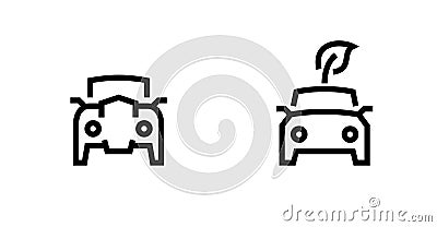 Eco leaf electric car icons. Editable Vector Outline. Vector Illustration