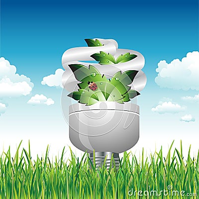 Eco Light Bulb in the Grass Vector Illustration