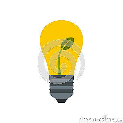 Eco light bulb icon, flat style Vector Illustration