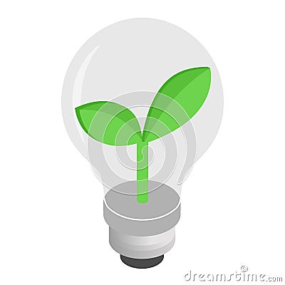 Eco lightbulb isometric 3d icon Vector Illustration