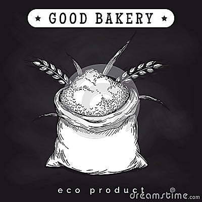 Eco mill product logo on chalkboard Vector Illustration