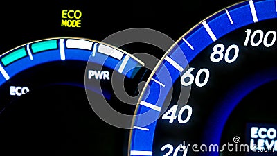 Eco Mode On Dashboard Stock Photo