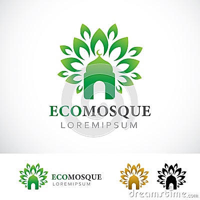 Eco Mosque Logo Design Template Vector Illustration