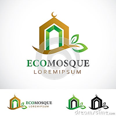 Eco Mosque Logo Design Template Vector Illustration