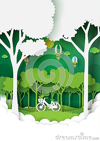 Nature landscape with green environment conservation. Vector Illustration