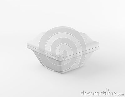 Eco packaging square box bio foam mockup on white background. Thermo container eco friendly recycled material for lunch, food or Stock Photo