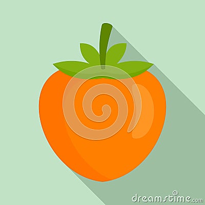 Eco persimmon icon, flat style Vector Illustration