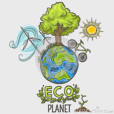 Eco planet - concept design Vector Illustration