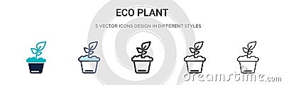 Eco plant icon in filled, thin line, outline and stroke style. Vector illustration of two colored and black eco plant vector icons Vector Illustration