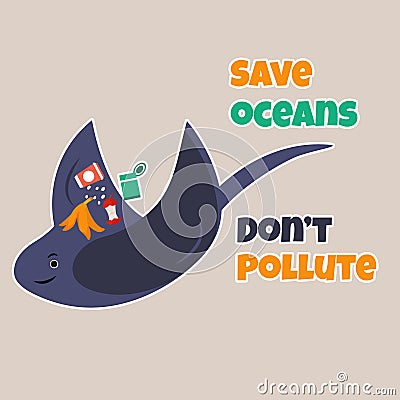 Eco poster Stop pollution with skate Vector Illustration