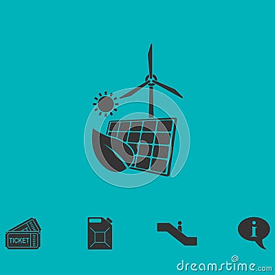 Eco power icon flat Vector Illustration