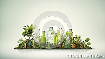 Eco recycling concept with garbage, white background Stock Photo