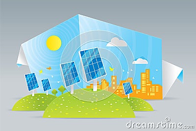 Eco solar panels Vector Illustration