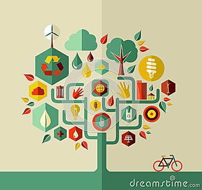 Eco sustainable life tree Vector Illustration