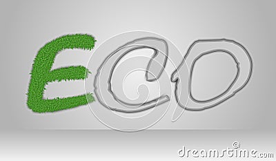 Eco text with green moss. Vector Illustration