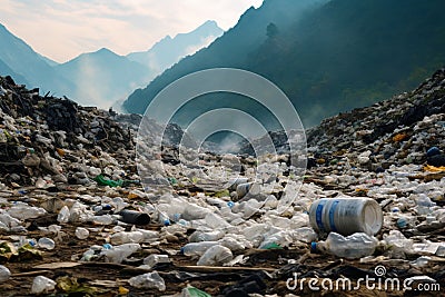 Eco threat Mountainous garbage heap portrays the severity of pollution Stock Photo