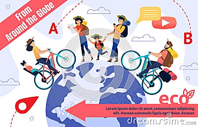 Eco Tourism and Travel Round Word Promotion Poster Vector Illustration