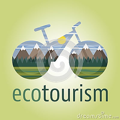 Eco tourism vector icon and logo bike Vector Illustration