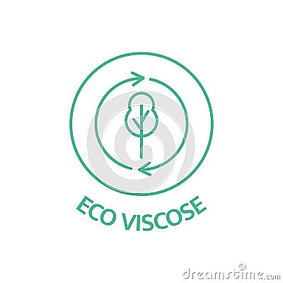 Eco viscose line icon. Sustainable clothes stamp. Fabric badge. Biodegradable symbol. Slow fashion. Quality certificate Vector Illustration