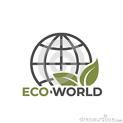 Eco world logo icon. environmen and eco friendly symbol. leaf and globe Vector Illustration
