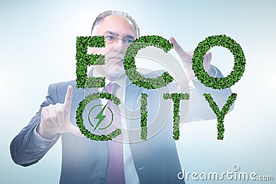 Ecocity ecology concept with businessman Stock Photo