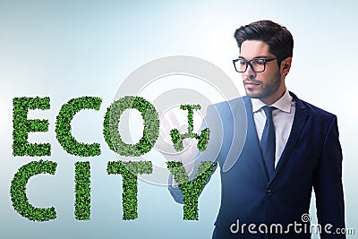 Ecocity ecology concept with businessman Stock Photo