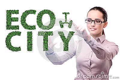 Ecocity ecology concept with businesswoman Stock Photo