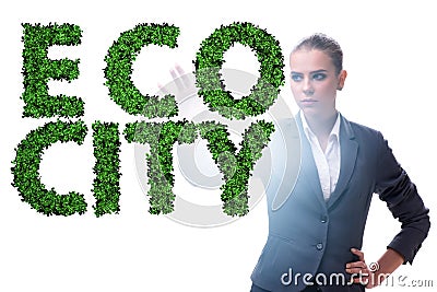 Ecocity ecology concept with businesswoman Stock Photo