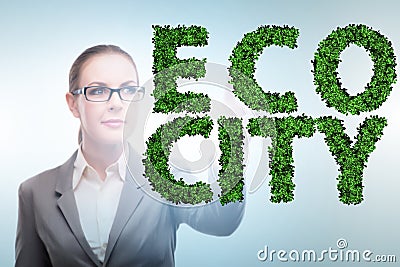 Ecocity ecology concept with businesswoman Stock Photo