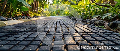 Ecofriendly driveway and walkway made of permeable materials for sustainable water drainage Stock Photo