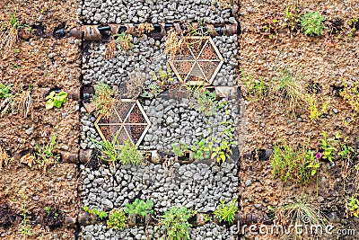 Ecofriendly wall made of loam and clay Stock Photo