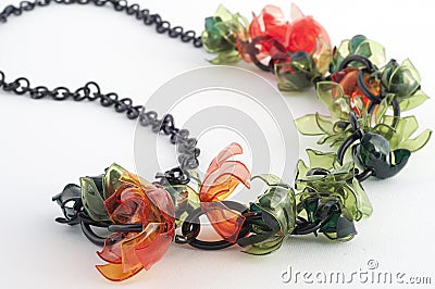 Ecojewelry necklace from recycled plastic bottles Stock Photo