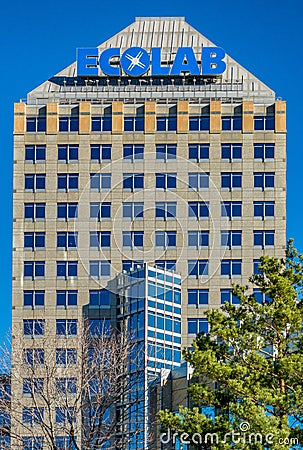 Ecolab Corporation Headquarters in Downtown St. Paul, Minnesota Editorial Stock Photo