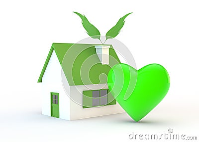 Ecologic house and heart Stock Photo