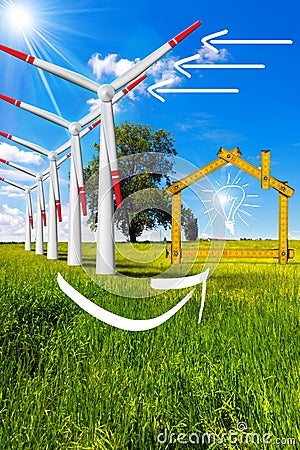 Ecologic House - Wind Energy Concept Stock Photo