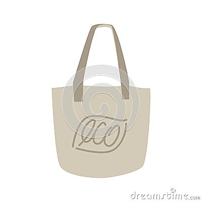 Ecological bag made of natural fabrics, vector illustration, flat Vector Illustration