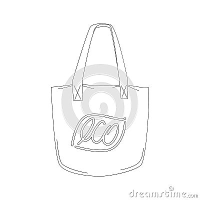 Ecological bag made of natural fabrics, vector illustration, lining Vector Illustration