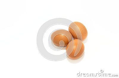Ecological brown chicken eggs isolated. Arranged together Stock Photo
