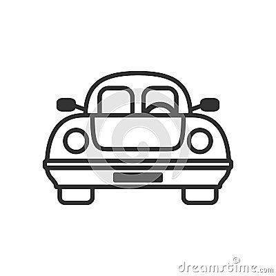 Ecological Car Outline Flat Icon on White Vector Illustration