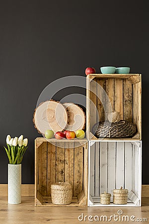 Ecological DIY wooden furniture idea Stock Photo