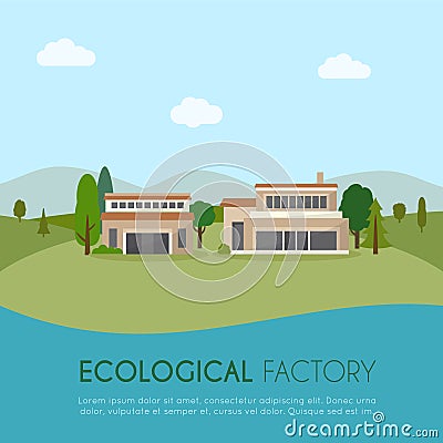 Ecological factory. Vector Illustration