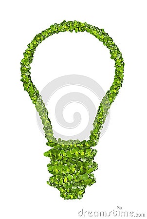 Ecological light bulb icon from the green grass. Stock Photo