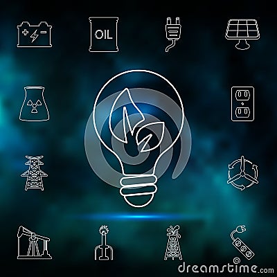 Ecological light bulb icon. Simple thin line, outline vector element of Energy icons set for UI and UX, website or mobile Stock Photo