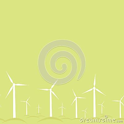 Ecological modern windmills horizontal seamless Vector Illustration