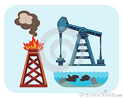 Ecological problems environmental oil pollution of water earth vector Vector Illustration