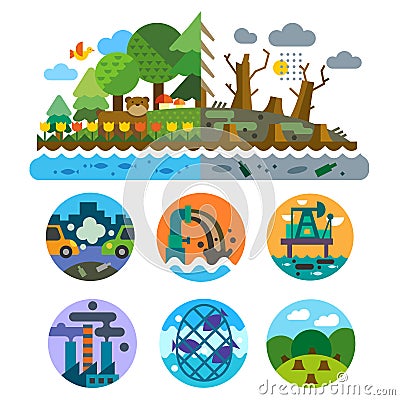 Ecological problems Vector Illustration