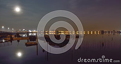 Oyster pit in Ostend . Belgium at night Stock Photo