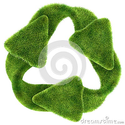 Ecological sustainability: green grass recycling symbol Stock Photo