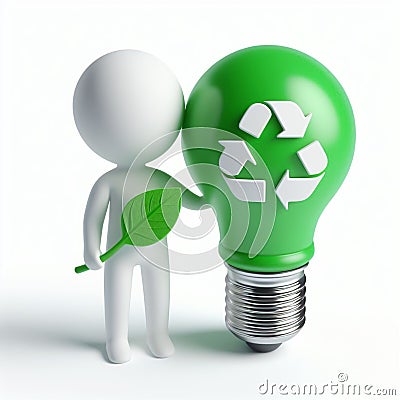 Ecological white 3D figure. Concept of environment and sustainability. AI generated Stock Photo