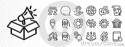 Ecology app, Inspect and Cursor line icons for web app. Pictogram icon. Glare of light icons. Vector Stock Photo